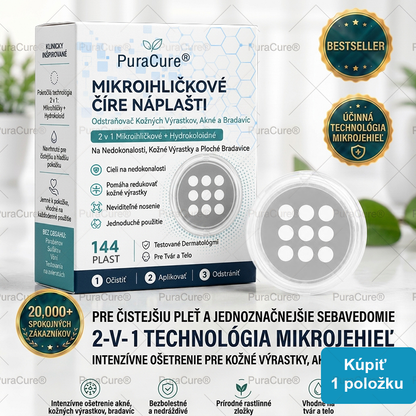 💖💖💖PuraCure® 2 v 1 mikroihličková a hydrokoloidná náplasť 🍀 | Na starostlivosť o vystúpené znamienka, akné, ploché bradavice a kožné výrastky | Pomáha redukovať vzhľad vrások, jaziev a nedokonalostí pokožky | Neviditeľná náplasť na tvár a telo