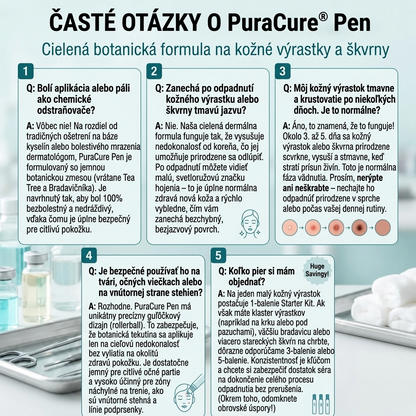 PuraCure® 👩‍⚕️ 7-dňové pero na odstraňovanie kožných výrastkov a znamienok – bezbolestný a bez jaziev, profesionálny valčekový aplikátor